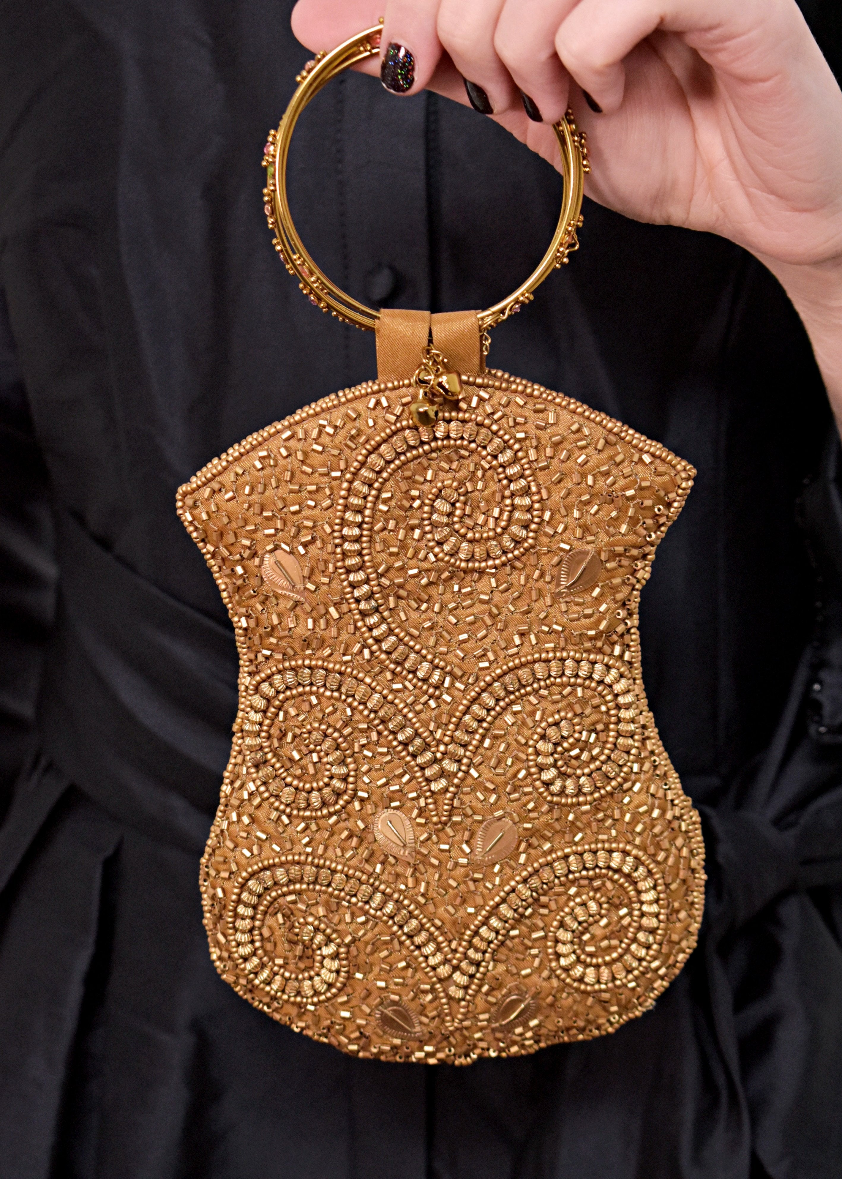 BEADS WITH RING HAND PHONE BAG - DAVID JEFFREY